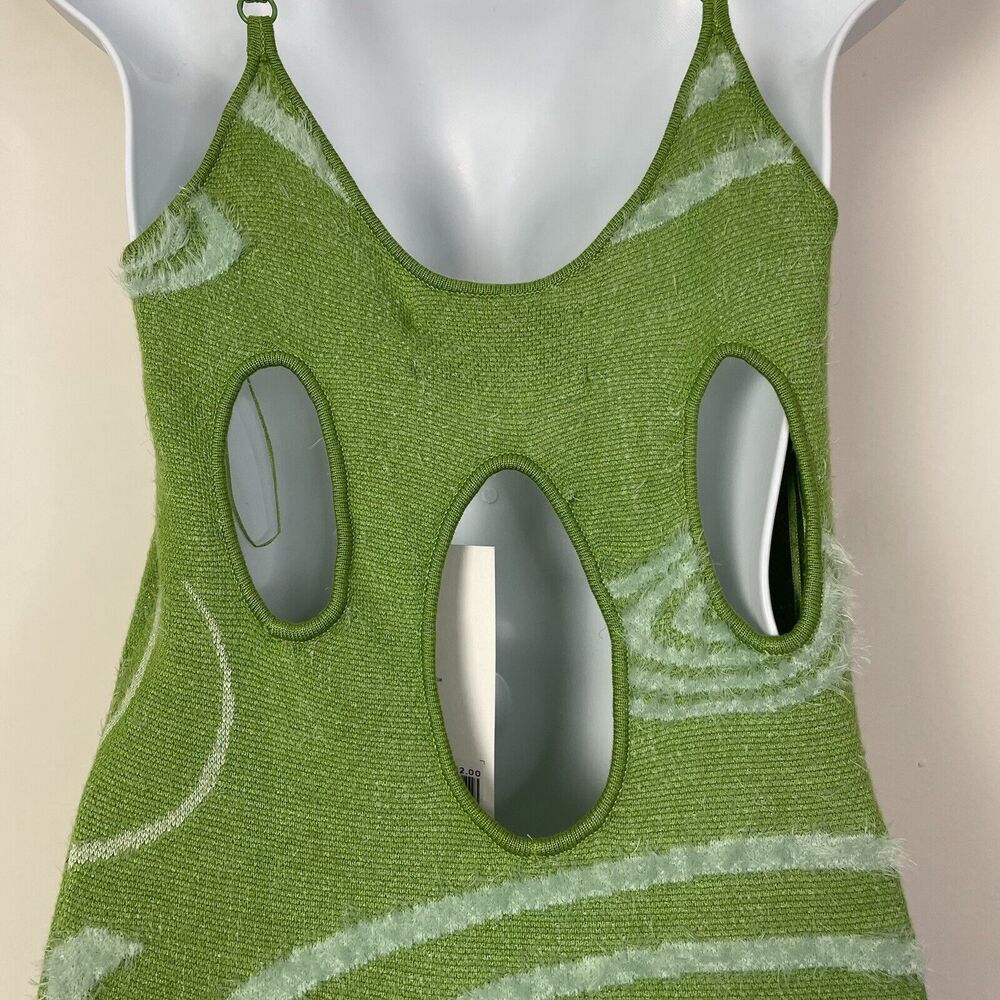 House of Sunny The Galaxy Hockney Knit Midi Slip Cut‎ Out Dress Grass Green US 4 - Picture 9 of 14